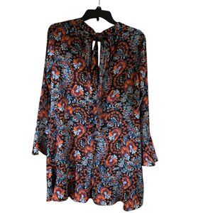 Women's Floral Long Sleeve Babydoll Blouse, Size Medium